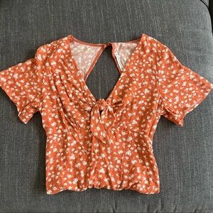 A&F Orange Floral Bodysuit